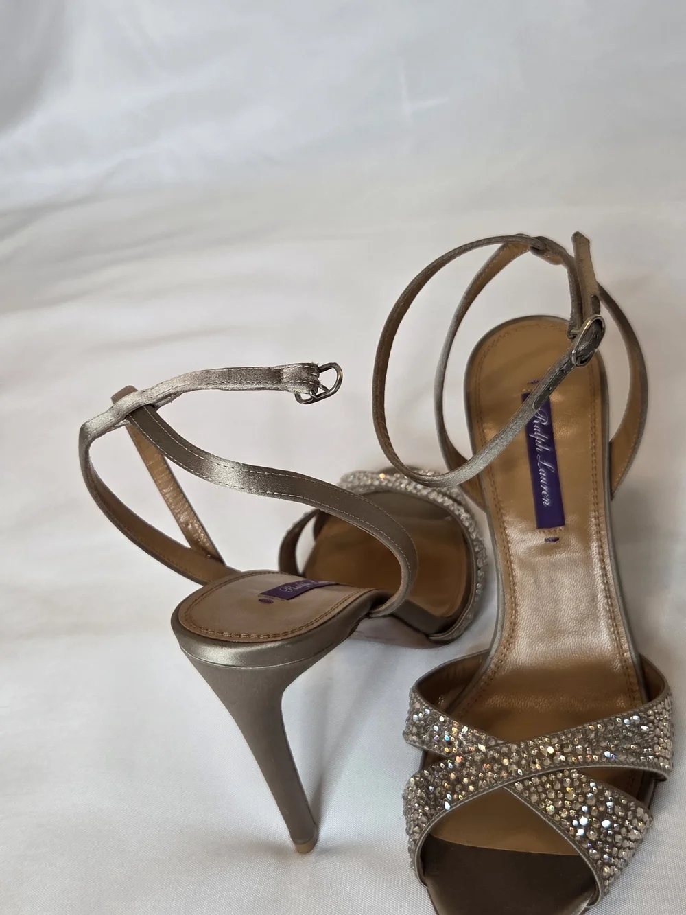 Ralph Lauren Silver Crystal Ankle-Strap Sandals - Picture 7 of 10
